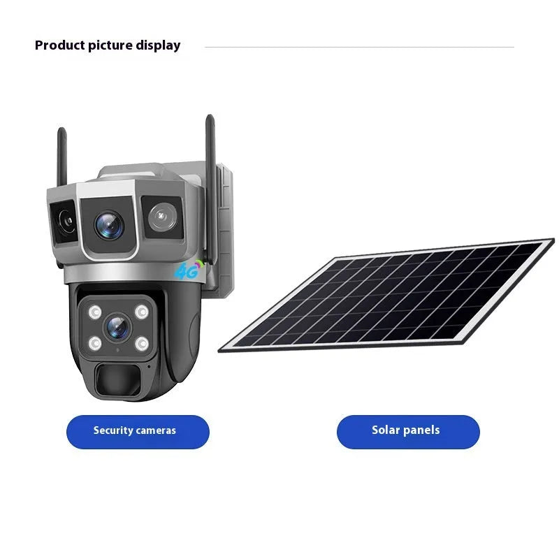 V380 outdoor HD security camera with solar panel and double light night vision