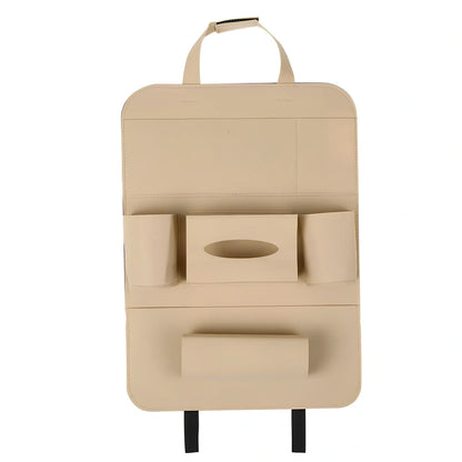 Car backseat organiser with multiple pockets measuring 40x55cm in wool felt material