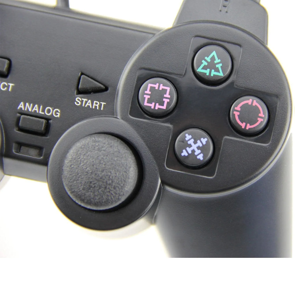 PS2 wired game controller with USB connector in bare metal colour options