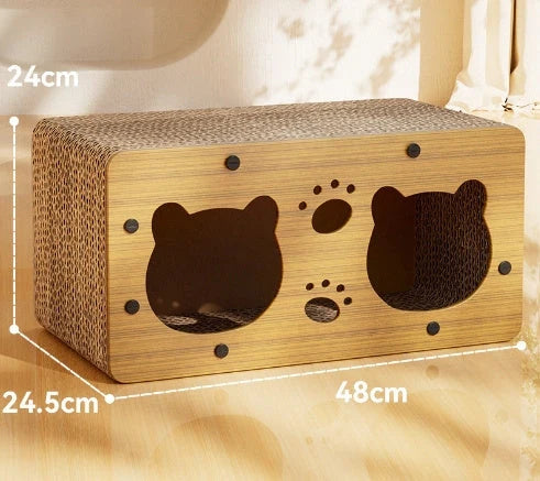 Durable sisal cat scratch board with integrated nest, perfect for protecting furniture and providing comfort for your cat