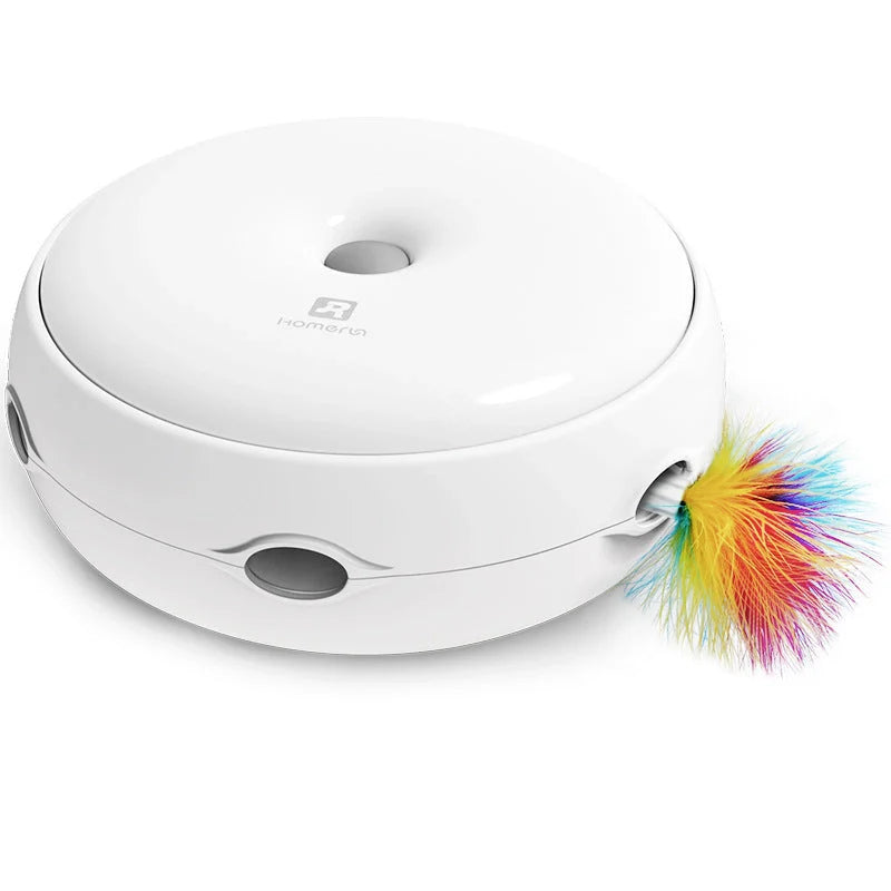Automatic electric cat toy turntable with donut design and feather accessories