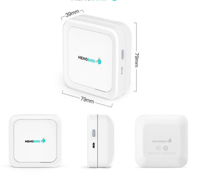 Compact Thermal Pocket Portable Bluetooth Printer with white and pink options