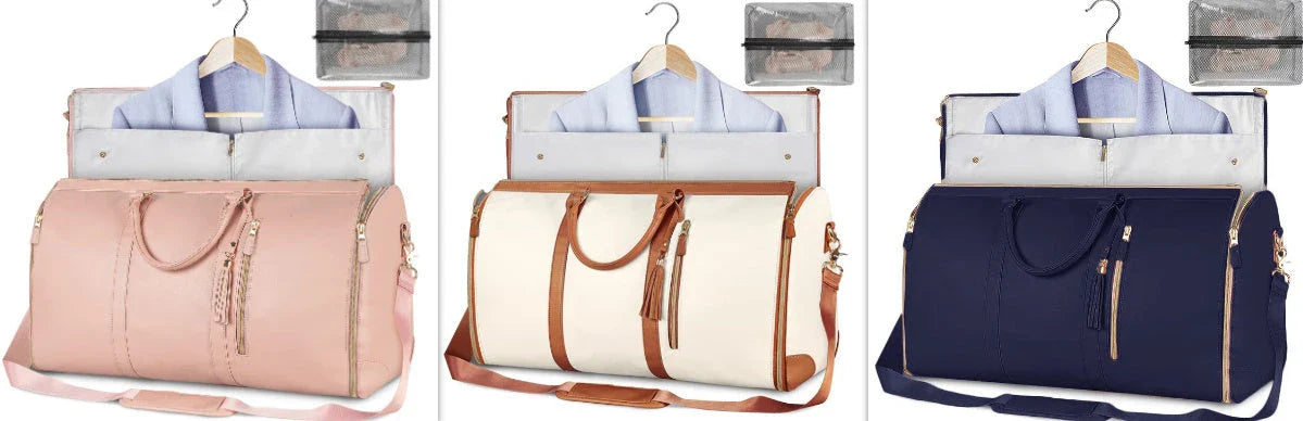 Spacious Travel Duffle Bag: Versatile Women's Handbag with Foldable Suit Compartment and Waterproof Design