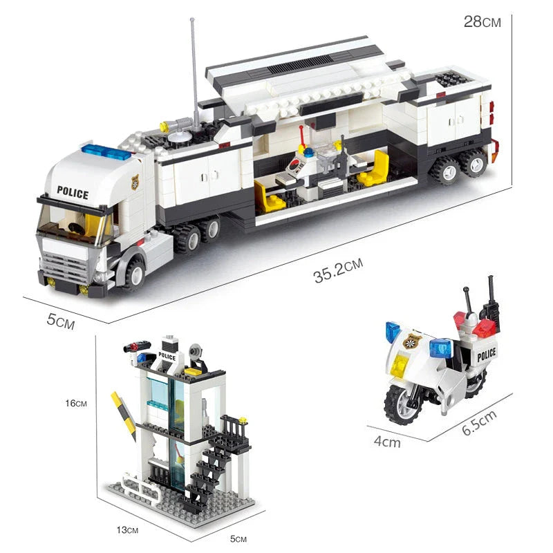 Classic Police Station Model Building Blocks set with 551 pieces and 5 dolls