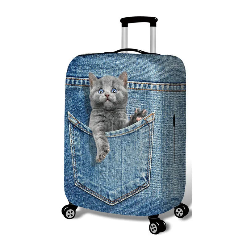 Polyester cartoon luggage cover for suitcase in size L with pole case