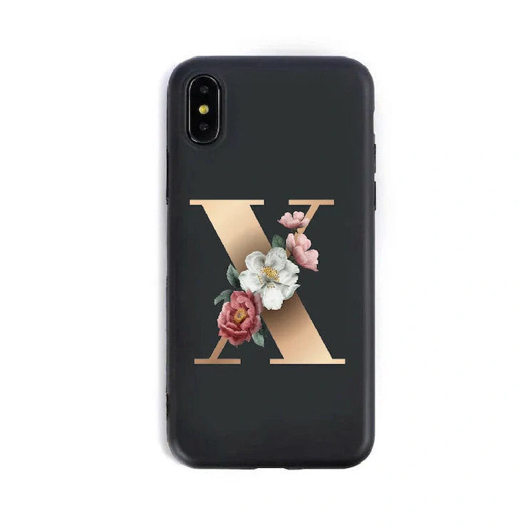Alphabet silicone phone case showing individual letter design with TPU construction for iPhone protection