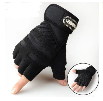 Breathable half finger cycling gloves with adjustable wrist support and anti-slip grip