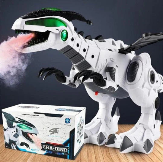 Walking dragon toy with fire breathing and water spray features in vibrant colours