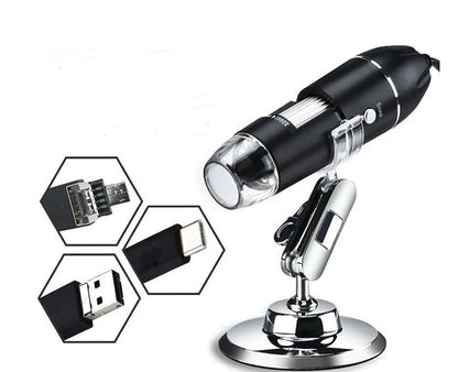 3-in-1 USB Digital Microscope with adjustable magnification and LED lighting