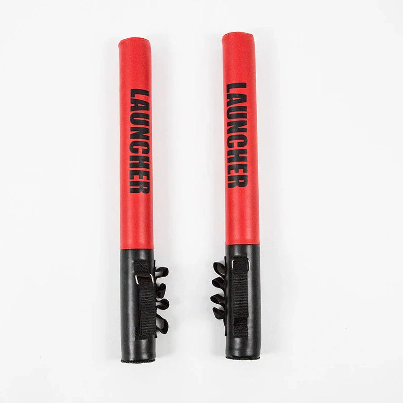 Boxing reaction target stick with red striking surface on adjustable stand
