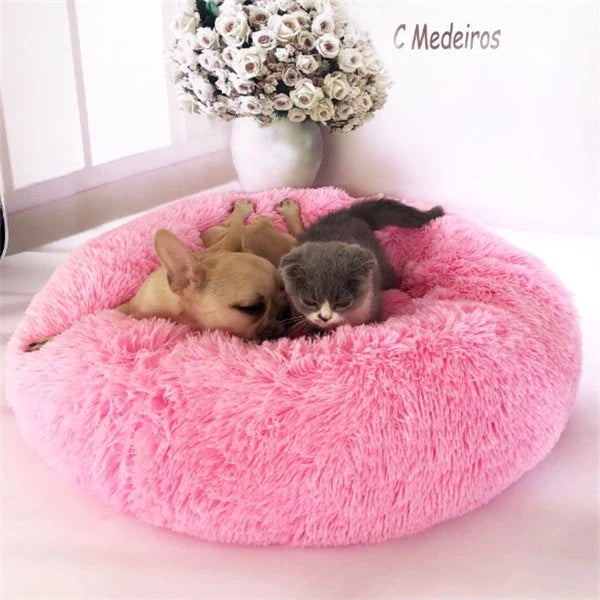Round long hairy cat mattress in various colours and sizes for pet comfort