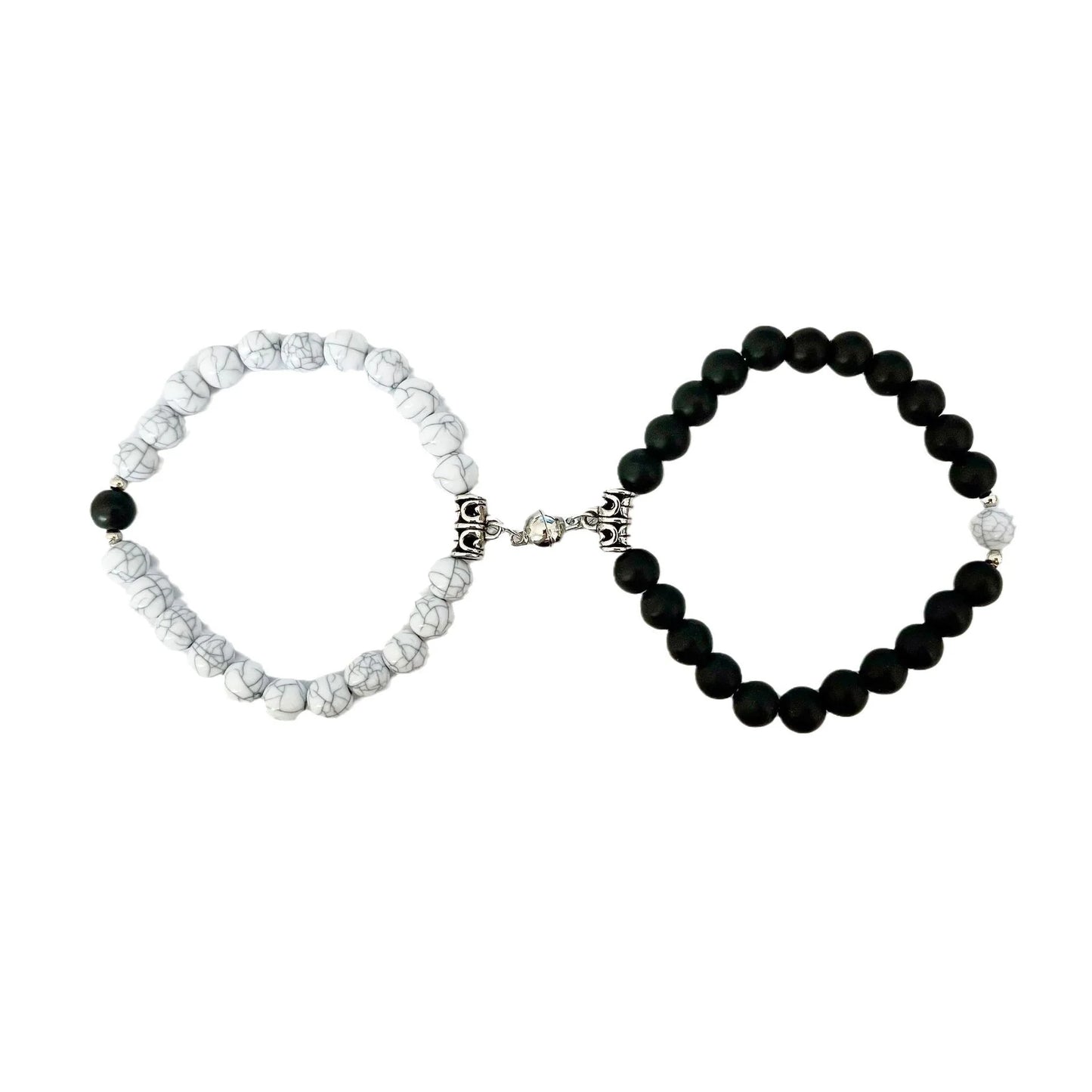 Turquoise Peach Heart Magnet Couple Design Bracelet in various colours