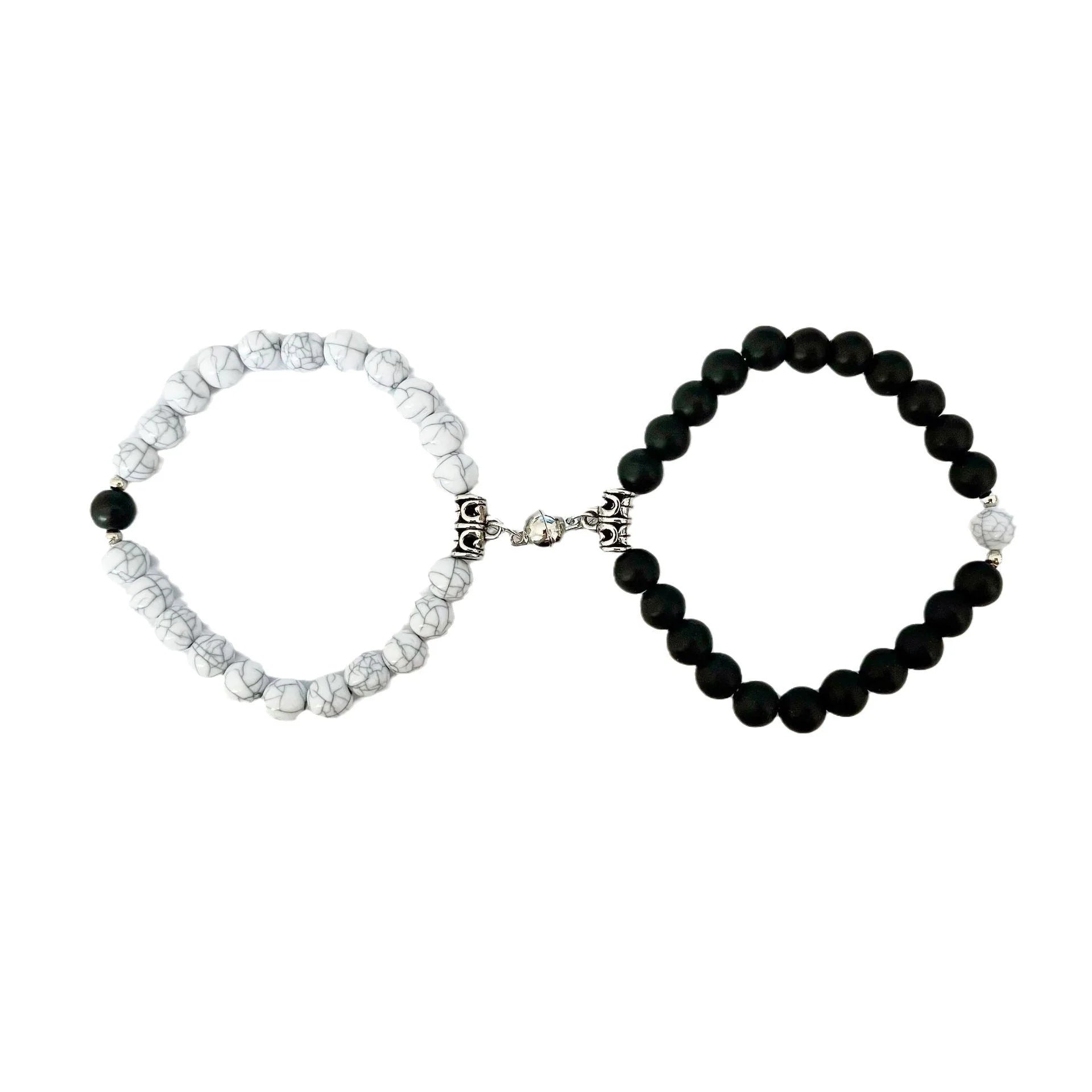 Turquoise Peach Heart Magnet Couple Design Bracelet in various colours