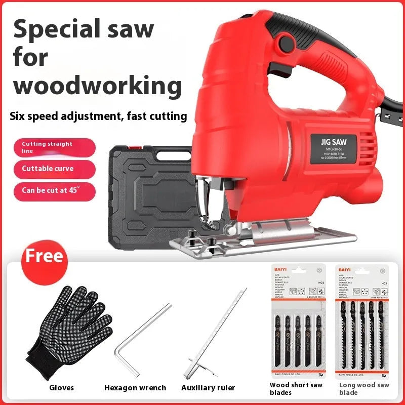 55 type electric scroll saw hand-carrying multifunctional woodworking saw with 10 blades and plastic box