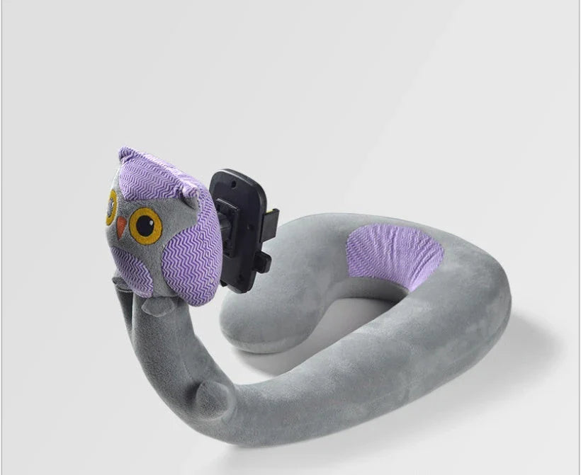 2-in-1 Lazy Support U-shaped Pillow in various colours for neck support and phone holding