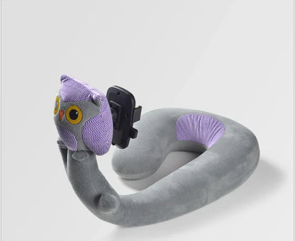 2-in-1 Lazy Support U-shaped Pillow in various colours for neck support and phone holding