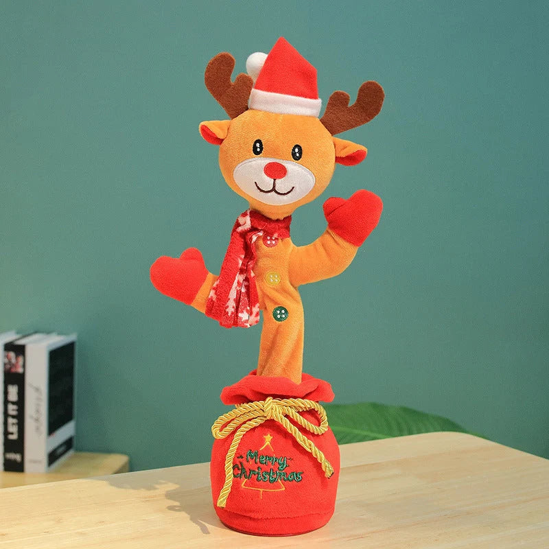 Interactive Christmas plush toy with singing and recording features