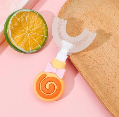 Children's U-shaped Food Grade Soft Rubber Toothbrush in various colours for effective dental care