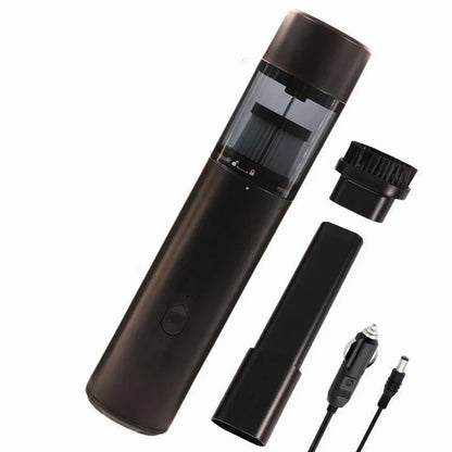 Mini car vacuum cleaner with wireless charging in black and white
