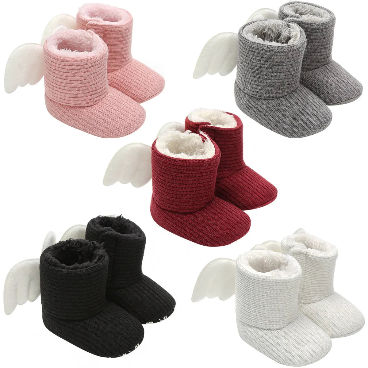Winter Warm Small Wing High Boots for baby girls in soft cotton, available in multiple colours and sizes.
