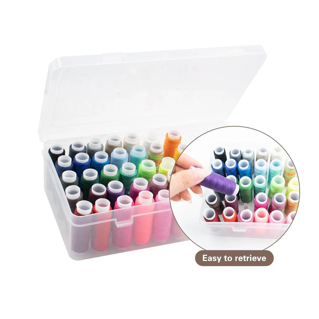 Plastic storage box with 42 compartments for embroidery and sewing kit organisation