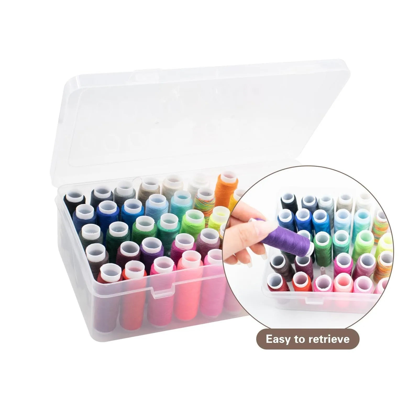 Plastic storage box with 42 compartments for embroidery and sewing kit organisation