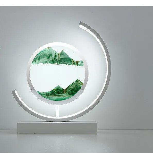 3D quicksand painting LED lamp with touch switch, aluminium glass frame, 250mm x 240mm, white and purple colour option