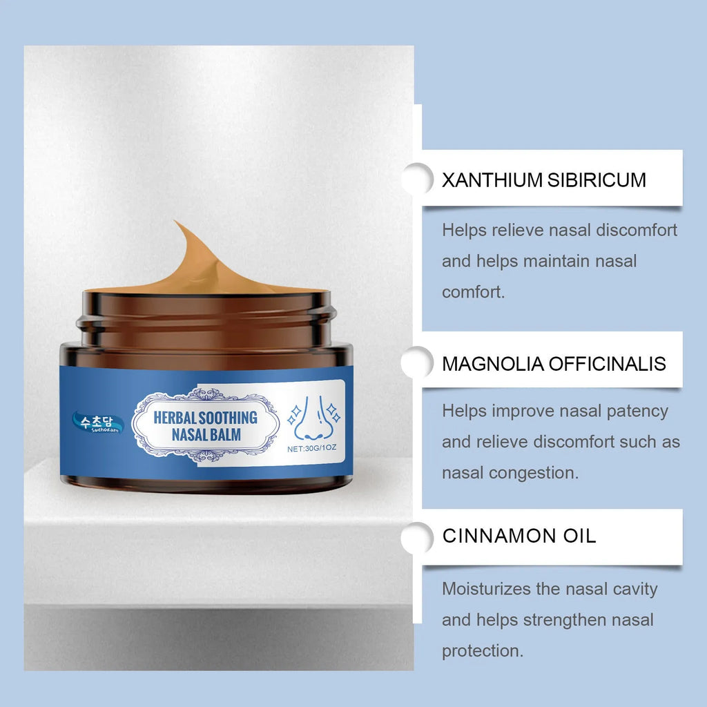 30g tube of nose care cream with botanical active ingredients on white background