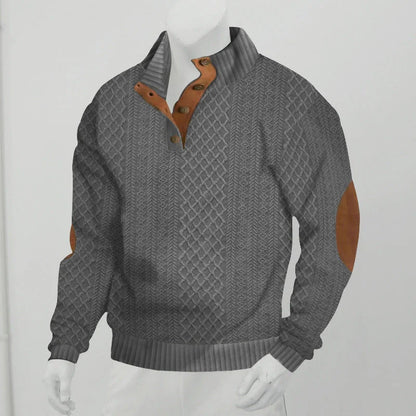 Stand collar long sleeve jacquard knitted pullover sweater in various colours