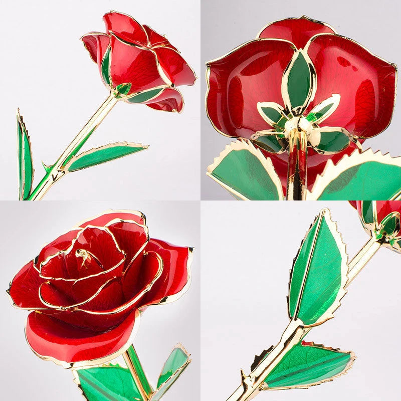 24K gold-plated rose flower in elegant gift box, perfect for Valentine's Day and anniversaries