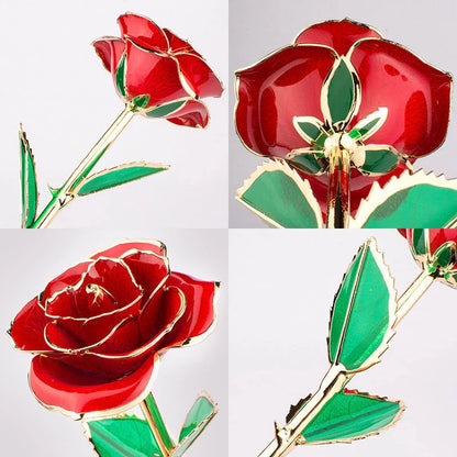 24K gold-plated rose flower in elegant gift box, perfect for Valentine's Day and anniversaries