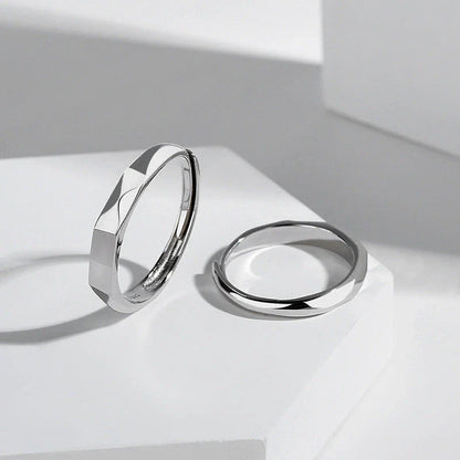 S925 Sterling Silver Love Pattern Rings for couples with adjustable opening