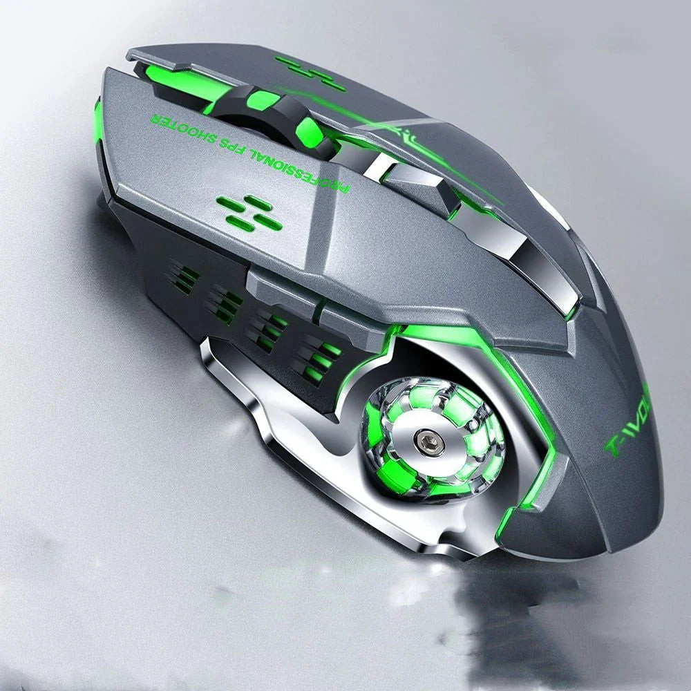 Wireless gaming mouse with 2400 DPI precision, 6 programmable buttons, and customizable RGB lighting