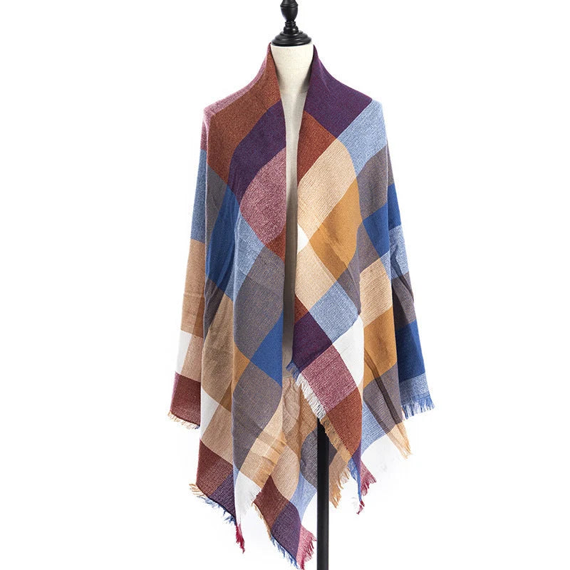 Women's double-sided Qicaigei scarf shawl in imitation cashmere, 140x140cm