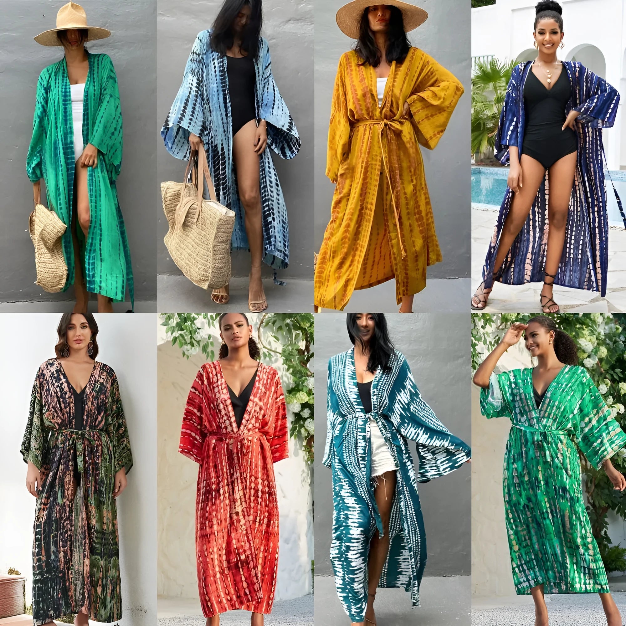 Printed loose cotton beach cover-up blouse in multiple colour options