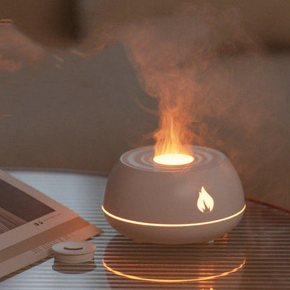 Soothing Flame Humidifier with 7-Color Lighting, Essential Oil Diffuser, and Automatic Shut-Off Feature