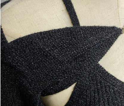 Off-shoulder knitted sweater for women in black, blue, and apricot