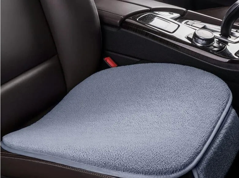 Fleece car seat cushion without backrest in black for winter use universal fit