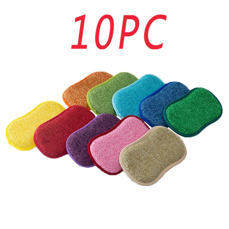 Double-sided microfiber cleaning sponge with high-density inner core for tough kitchen messes