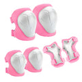 Children's pink 6-piece roller skating protective gear set with knee pads, elbow pads, and palm guards