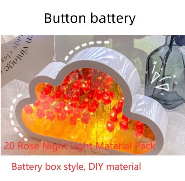 DIY Tulip Night Lamp with LED light and decorative mirror in pink, purple, or blue