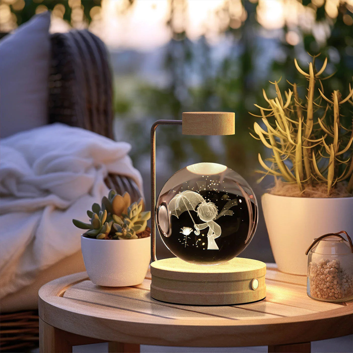 Dazzling crystal ball nightlight with captivating cosmic designs, creating a warm, soothing ambiance in your home