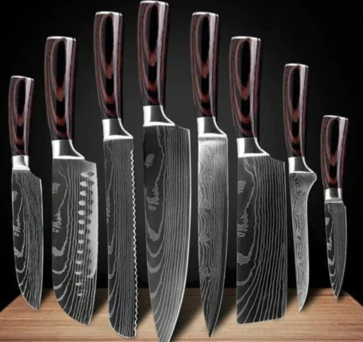 Carpenter's Special Set 6-piece and 8-piece kitchen knives with 7Cr17 stainless steel blades