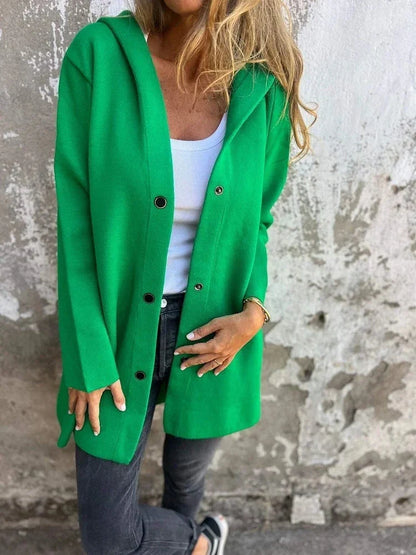 A cozy, hooded cardigan jacket in a variety of stylish colors and sizes