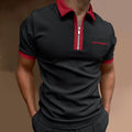 Men's cotton lapel short sleeve T-shirt in loose fit, plain design, available in multiple colours