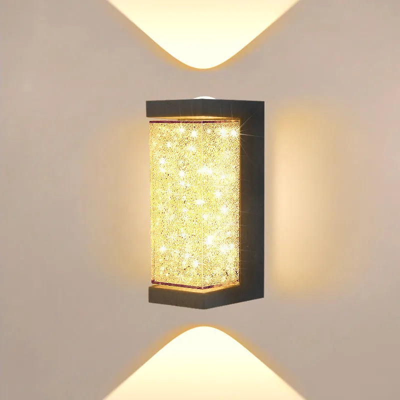 Modern minimalist indoor crystal wall lamp 220V square warm light 3000K on white wall