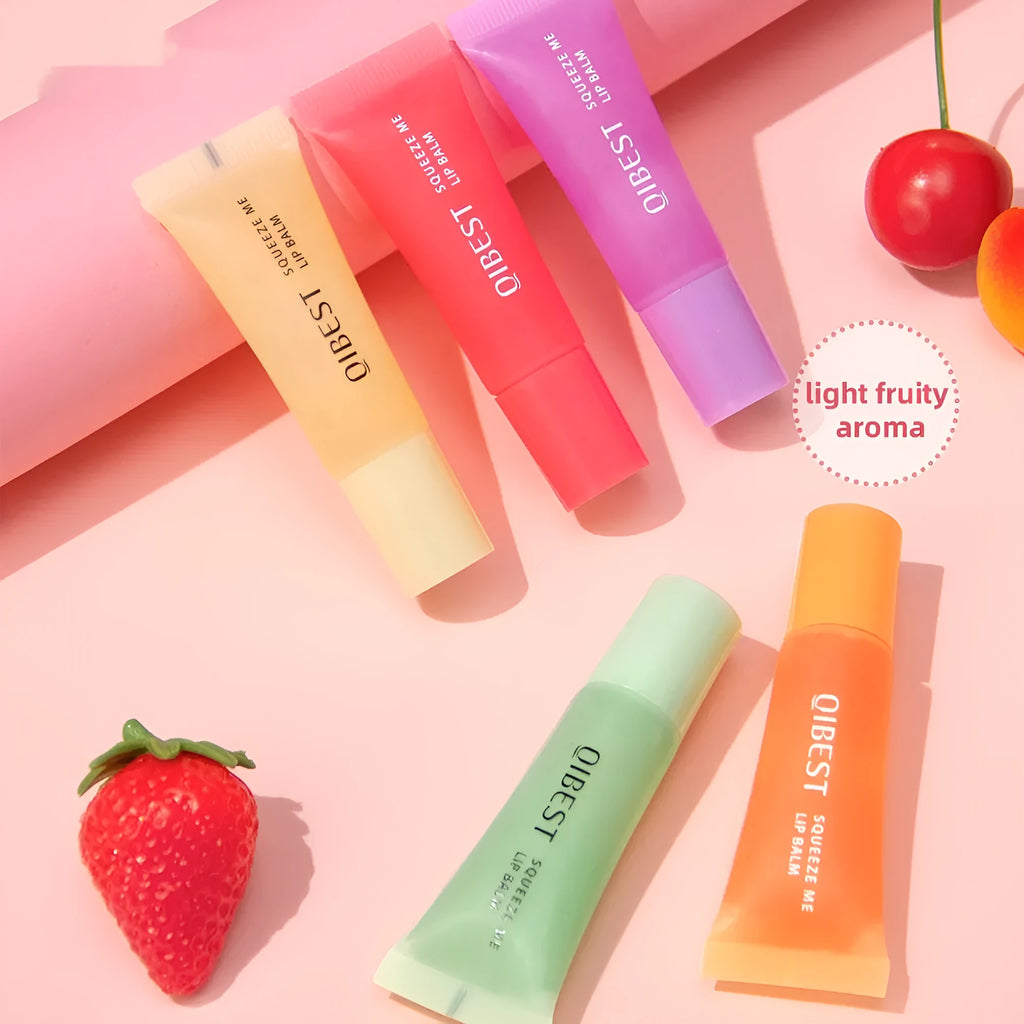Water coagulation lip balm tube with four flavour options for nourishing and anti-chapping lip care