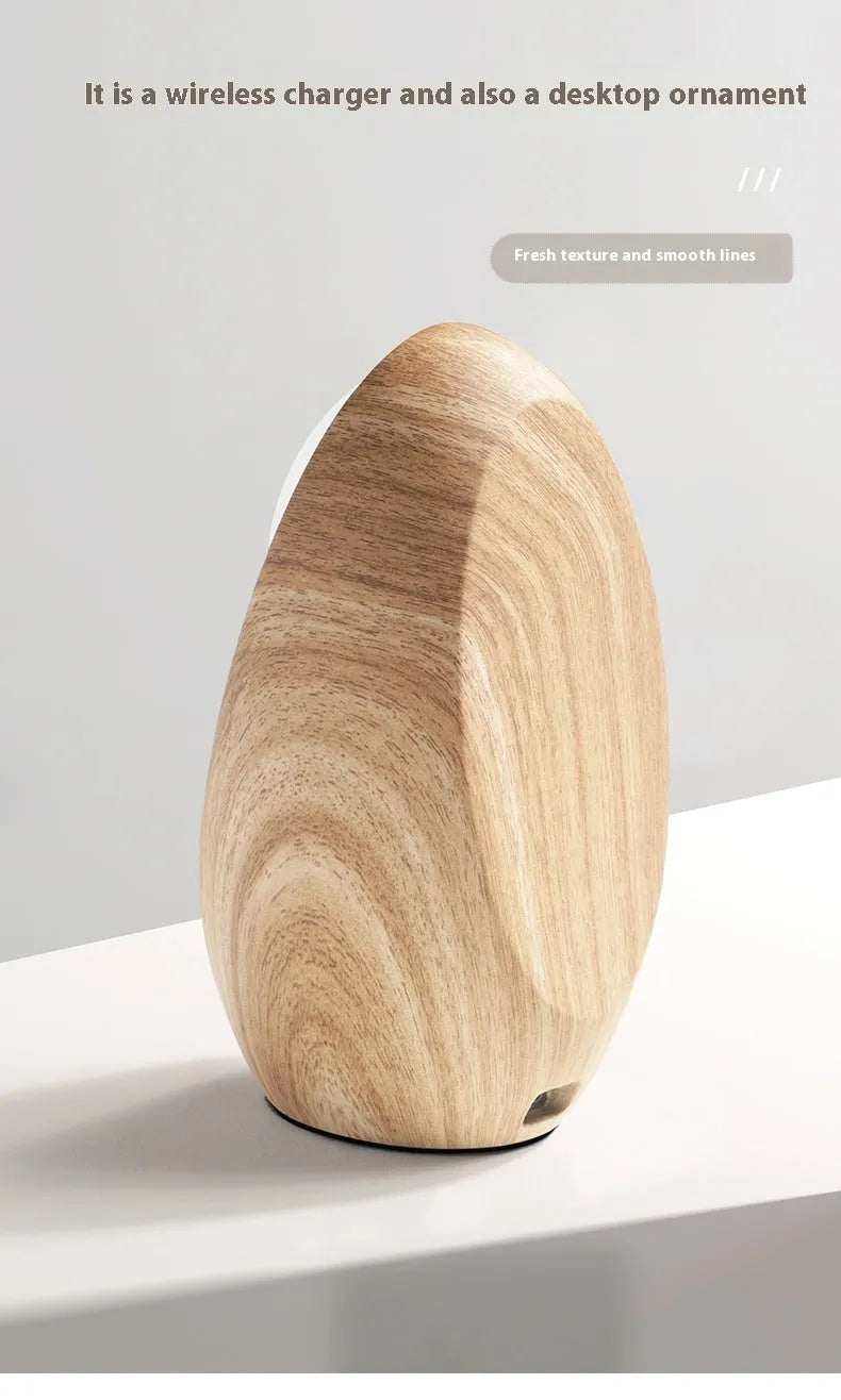 Creative MagSafe magnetic phone holder wireless charger in walnut resin finish on desk