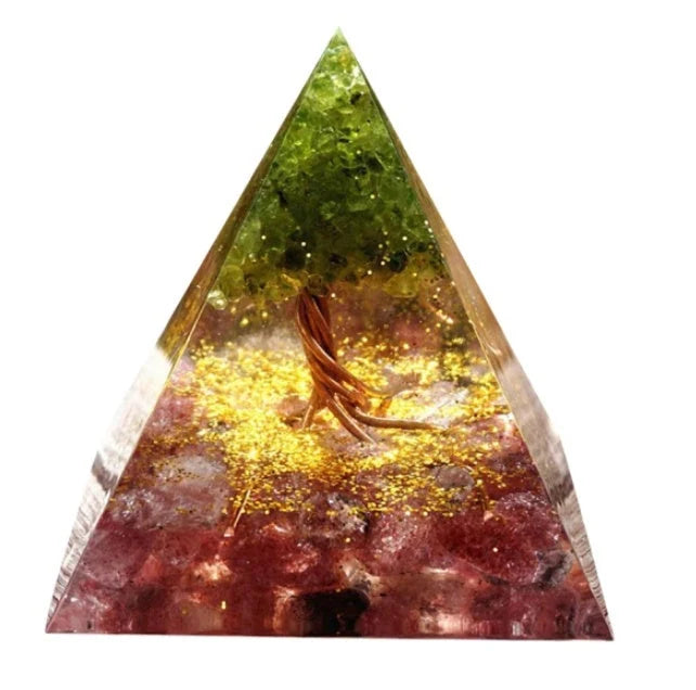 6CM Pyramid Decoration Natural Crystal Gravel Energy Tower in crystal epoxy resin