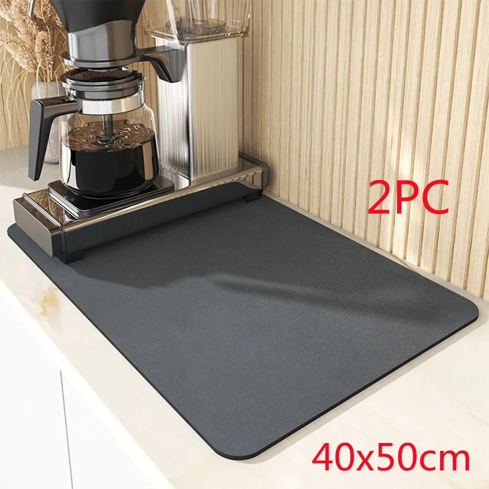 Square technical cloth drain mat with anti-slip rubber backing for kitchen and bar use